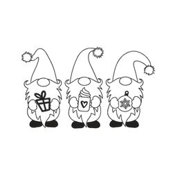 christmas gnomes embroidery design, winter embroidery design, 3 sizes, instant download