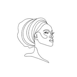 african american woman machine embroidery design, one line art embroidery design, 4 sizes, instant download