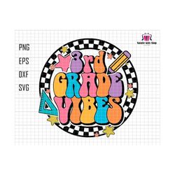 3rd vibes svg, back to school svg, retro teacher svg, teacher life svg, 1st day of school, 3rdgrade teacher, third grade, checkered design