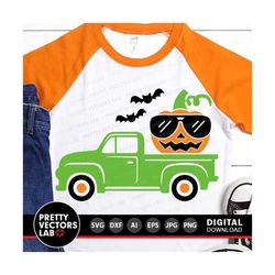 halloween truck svg, truck with pumpkin svg, vintage truck svg, dxf, eps, png, fall cut files, kids clipart, thanksgivin