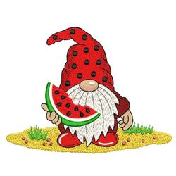 summer gnome with a watermelon  machine embroidery design, 3 sizes, instant download