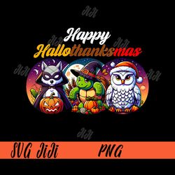 hallothanksmas png, cute cat halloween thanksgiving christmas png