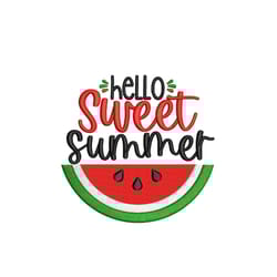hello sweet summer machine embroidery design, 5 sizes, instant download