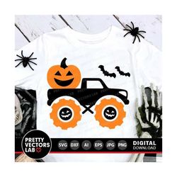halloween monster truck svg, pumpkin truck svg, boy halloween svg, dxf, eps, png, kids, fall cut files, boys shirt desig