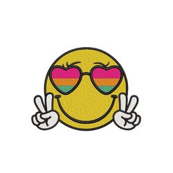 retro smile face embroidery design, trendy embroidery design, 3 sizes, instant download