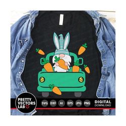 easter truck with gnome svg, easter cut files, easter gnome svg, dxf, eps, png, truck back clipart, farmhouse sign svg,