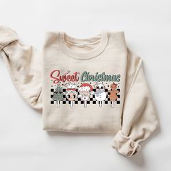 sweet christmas sweatshirt, retro christmas candy sweater, candy cane shirt, christmas gifts, ugly christmas sweater, fu