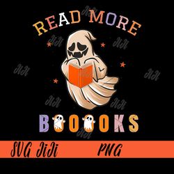 Read More Books PNG, Cute Boo Read A Book PNG, Funny Halloween PNG