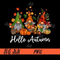 retro hello autumn png, season thanksgiving and fall png, gnome fall png
