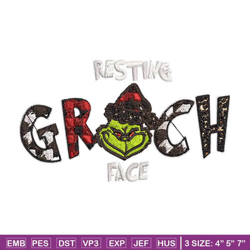 Resting Grinch Face Embroidery design, Grinch christmas Embroidery, Grinch design, Embroidery File, Instant download..jpg