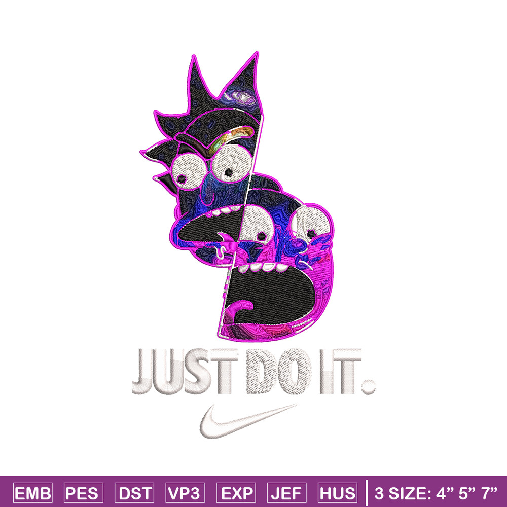 Rick and Morty x Just Rick It Embroidery design, Cartoon Embroidery, Logo Nike design, Embroidery file, Instant download.jpg