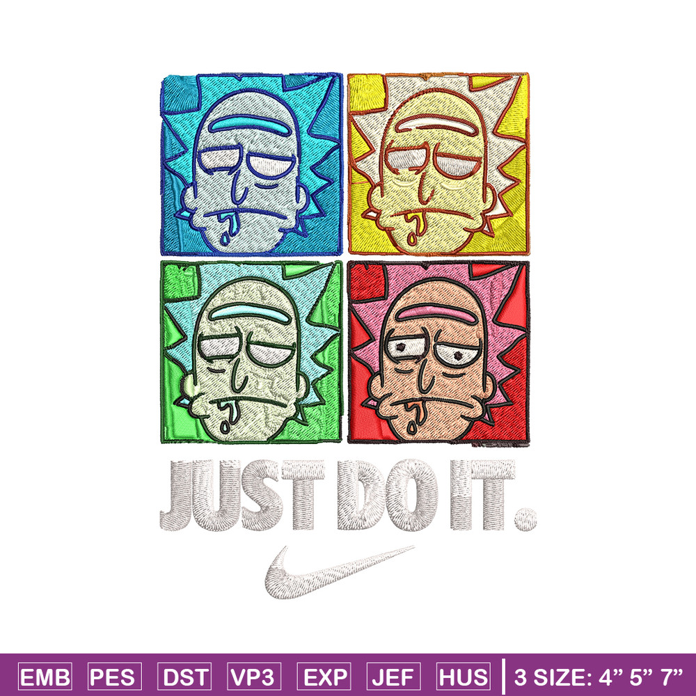 Rick and Morty x Just Rick It Embroidery design, Cartoon Embroidery, Nike design, Embroidery file, Instant download.jpg