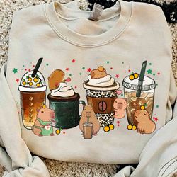 cute capybara coffee tea sweater, capybara ok i pull up latte drink cup tee, capybara epcot trendy tshirt, funny animals