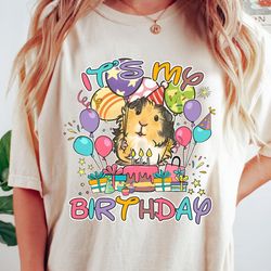 cute guinea pig custom presents its my birthday unisex t-shirt, funny guinea pig lover matching tee, gift for birthday p