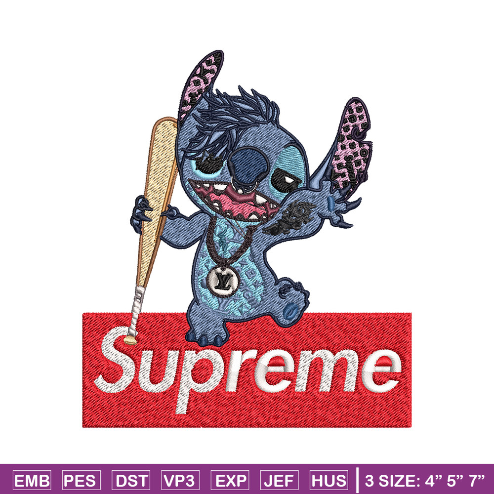 Stitch Supreme Embroidery design, cartoon Embroidery, cartoon design, Embroidery File, cartoon shirt, Digital download..jpg
