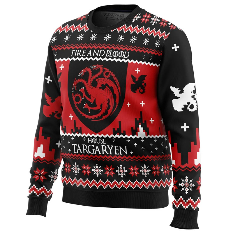 Game of Thrones House Targaryen All Over Print Hoodie 3D Zip Hoodie 3D Ugly Christmas Sweater 3D Fleece Hoodie