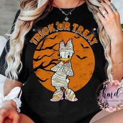 disney daisy duck costume mummy trick or treat halloween shirt, mickeys not so scary party tee, disneyland family vacati