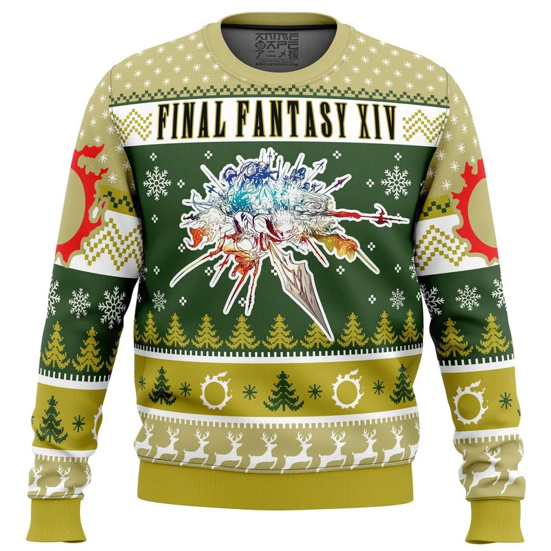 Christmas Fantasy Final Fantasy XIV All Over Print Hoodie 3D Zip Hoodie 3D Ugly Christmas Sweater 3D Fleece Hoodie
