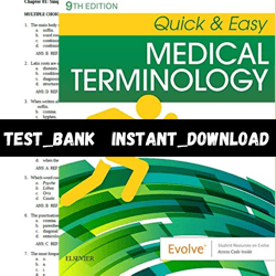 Latest 2023 Quick & Easy Medical Terminology 9th Edition Leonard Test bank | All Chapters