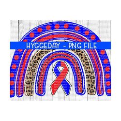 awareness rainbow png, sublimation download, blue red ribbon, chd, ribbon, cheetah, leopard