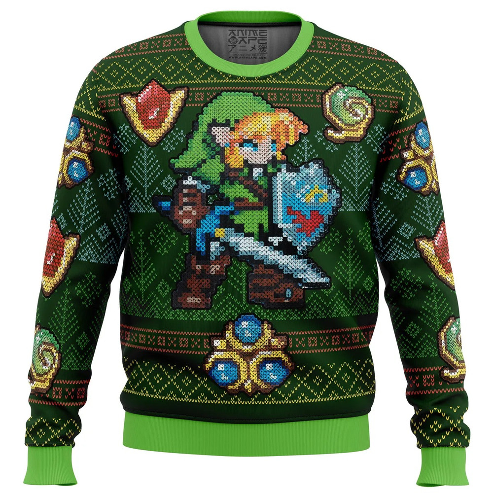 Zelda Link Green All Over Print Hoodie 3D Zip Hoodie 3D Ugly Christmas Sweater 3D Fleece Hoodie