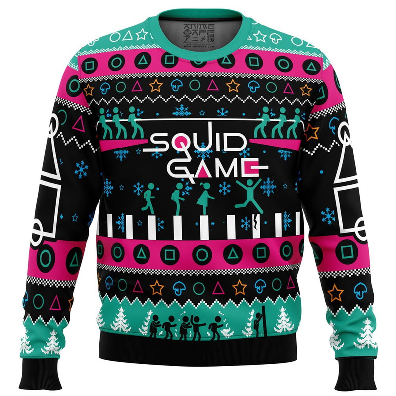 The Game is On Squid Game All Over Print Hoodie 3D Zip Hoodie 3D Ugly Christmas Sweater 3D Fleece Hoodie