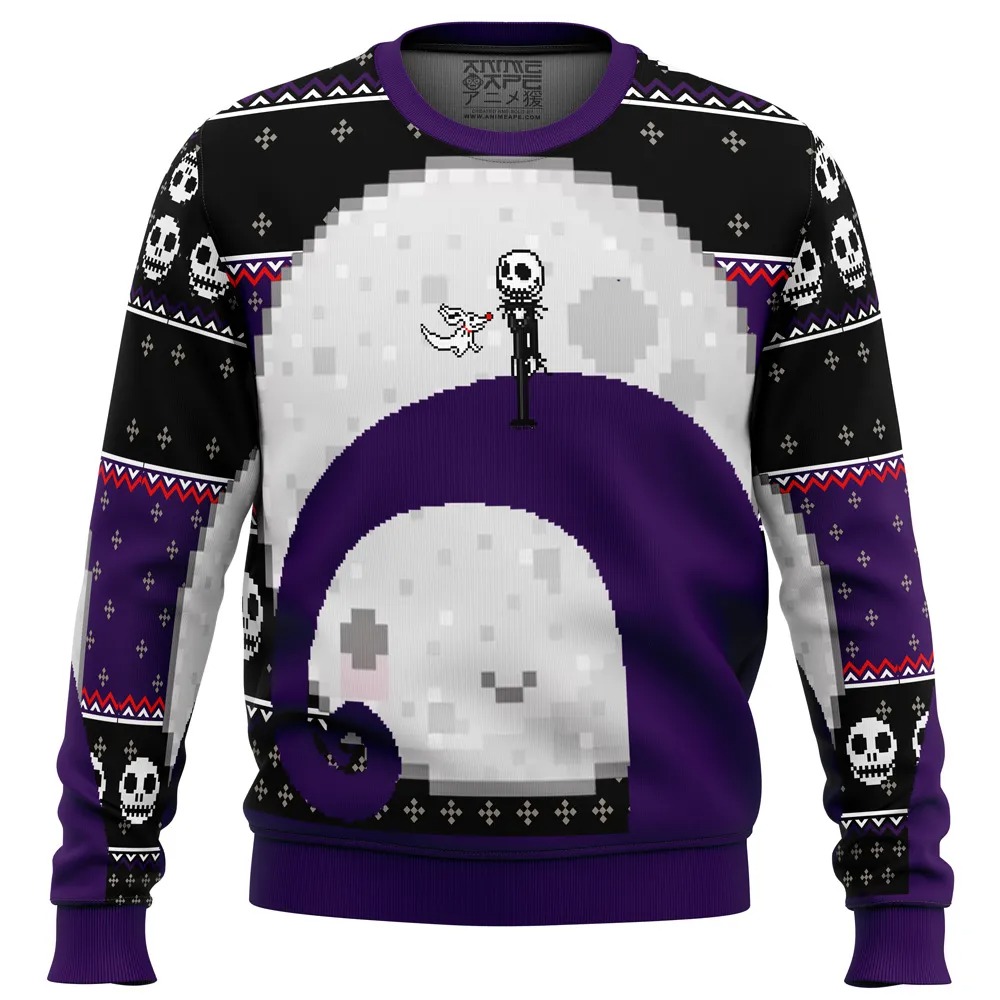 Nightmare Before Christmas Jack Moon All Over Print Hoodie 3D Zip Hoodie 3D Ugly Christmas Sweater 3D Fleece Hoodie