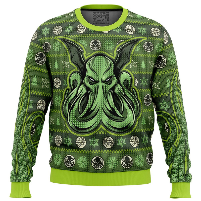 Cthulhu All Over Print Hoodie 3D Zip Hoodie 3D Ugly Christmas Sweater 3D Fleece Hoodie