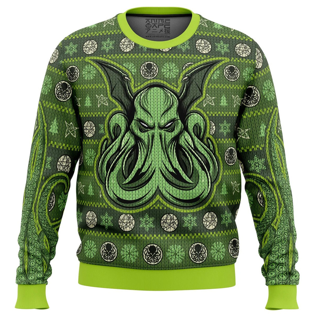 Cthulhu All Over Print Hoodie 3D Zip Hoodie 3D Ugly Christmas Sweater 3D Fleece Hoodie