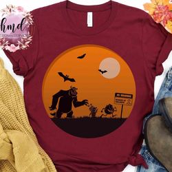 disney pixar monsters inc group halloween silhouettes t-shirt, mickeys not so scary party tee, disneyland family vacatio