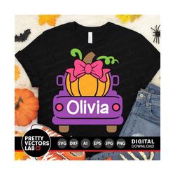 pumpkin truck svg, vintage truck back svg, girls fall cut files, kids monogram svg dxf eps png, thanksgiving, halloween,