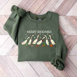 christmas duck sweatshirt, duck christmas sweater, merry duckmas, christmas gifts, funny christmas duck shirt, christmas