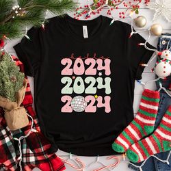 happy new year shirt hello 2024 shirt new year shirt retro christmas shirt new year party shirt groovy new year shirts c