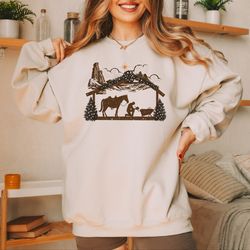 western christmas sweatshirt, christmas praying cowboy shirt, religious western christmas cowboy sweater, christmas gift