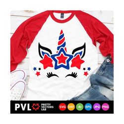 patriotic unicorn svg, 4th of july svg, girls usa cut files, american unicorn face svg, independence day svg dxf eps png