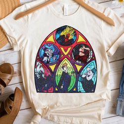 disney villains characters stained-glass hades maleficent cruella retro shirt, wdw unisex t-shirt family birthday gift a