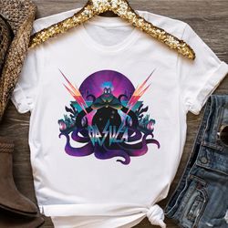 disney villains ursula 90s rock band neon shirt, disneyland vacation holiday trip, unisex t-shirt family birthday gift a