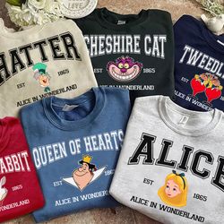 disney vintage alice in wonderland characters group custom sweatshirt, wdw holiday unisex t-shirt family birthday gift a
