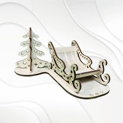Christmas Greeting Card, 3D puzzles, laser cutting design. Laser cut files. Christmas Gift Card, laser cut svg pattern.