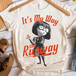funny disney edna mode runway disney the incredibles retro t-shirt, magic kingdom wdw unisex t-shirt family birthday gif