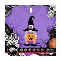 halloween gnome girl svg, fall cut files, gnome with pumpkin svg dxf eps png, autumn farmhouse svg, funny witch clipart,