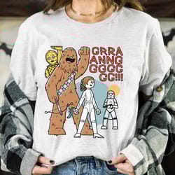 funny star wars rebels chewbacca leia c-3po cute drawing shirt, galaxys edge, unisex t-shirt family birthday gift adult