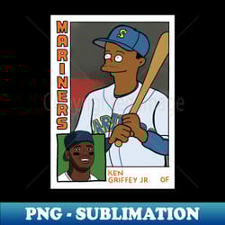 homer at the bat - ken griffey jr simpsons parody baseball card tee - high-quality png sublimation download - perfect for creative projects