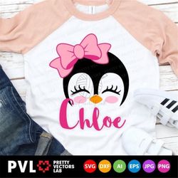 Penguin Svg, Cute Penguin Face Svg Dxf Eps Png, Girls Penguin Cut Files, Baby Penguin Svg, Kids Shirt Design, Winter Svg