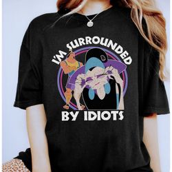 retro disney the emperors new groove villains yzma kronk surrounded by idiots shirt, unisex t-shirt family birthday gift