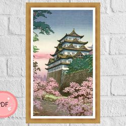 Cross Stitch Pattern,Nagoya Castle ,Tsuchiya Koitsu ,Pdf Format,Instant Download,Japanese Art,Ukiyo-e Style,Japan