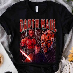star wars darth maul portrait vintage poster retro shirt, galaxys edge holiday trip unisex t-shirt family birthday gift