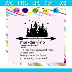 mur der i no ,a true crime enthusiast who, stays sexy, stays out of the forest, does not get murdered,trending svg files