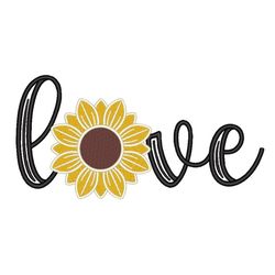 sunflower love embroidery design, sunflower embroidery design, love embroidery design, 4 sizes, instant download