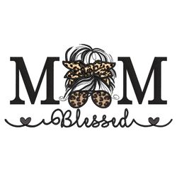 Blessed Mom Applique Embroidery Design, 5 sizes, Instant Download
